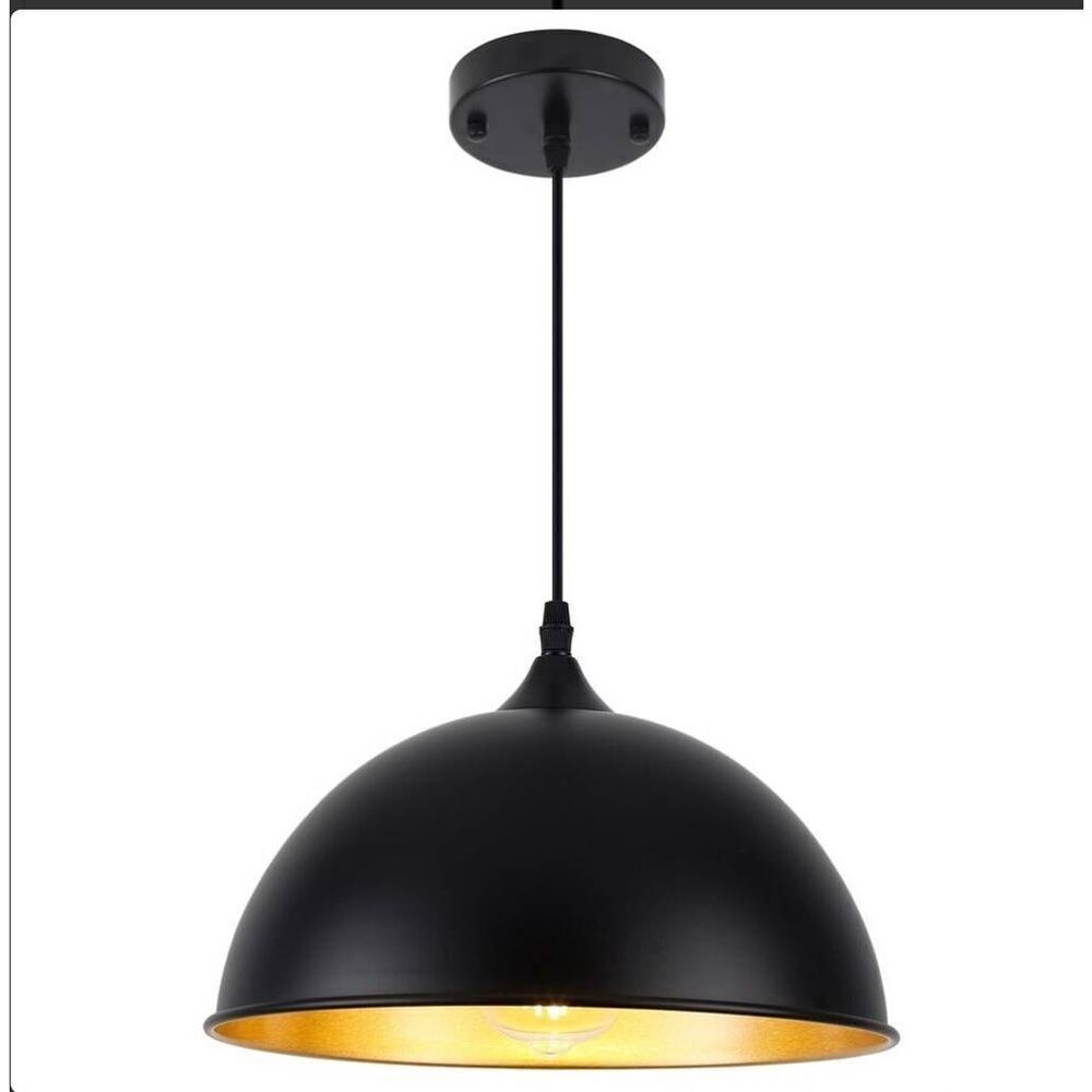 Black Pendant Light,1-Light Farmhouse Pendant Light with White Interior READ DES